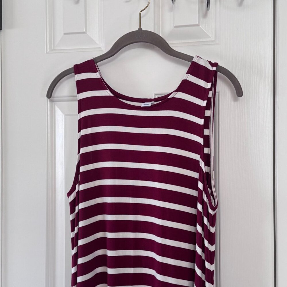 Old Navy Womens Maroon and White Striped Dress Size L Large - Picture 5 of 7